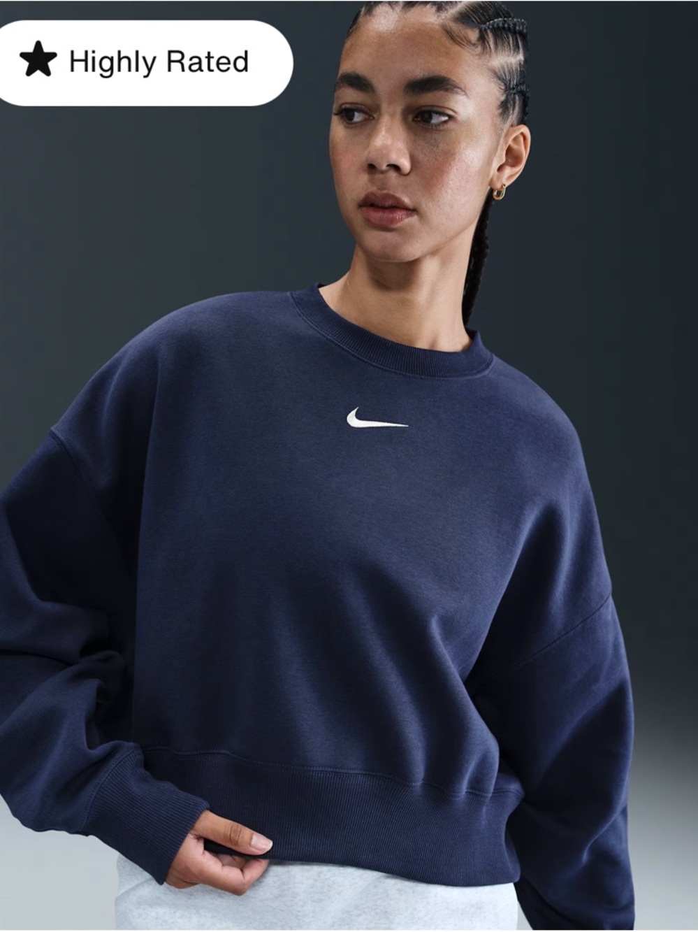 Nike Women's Blue/Green Crewneck Sweatshirt with White Swoosh